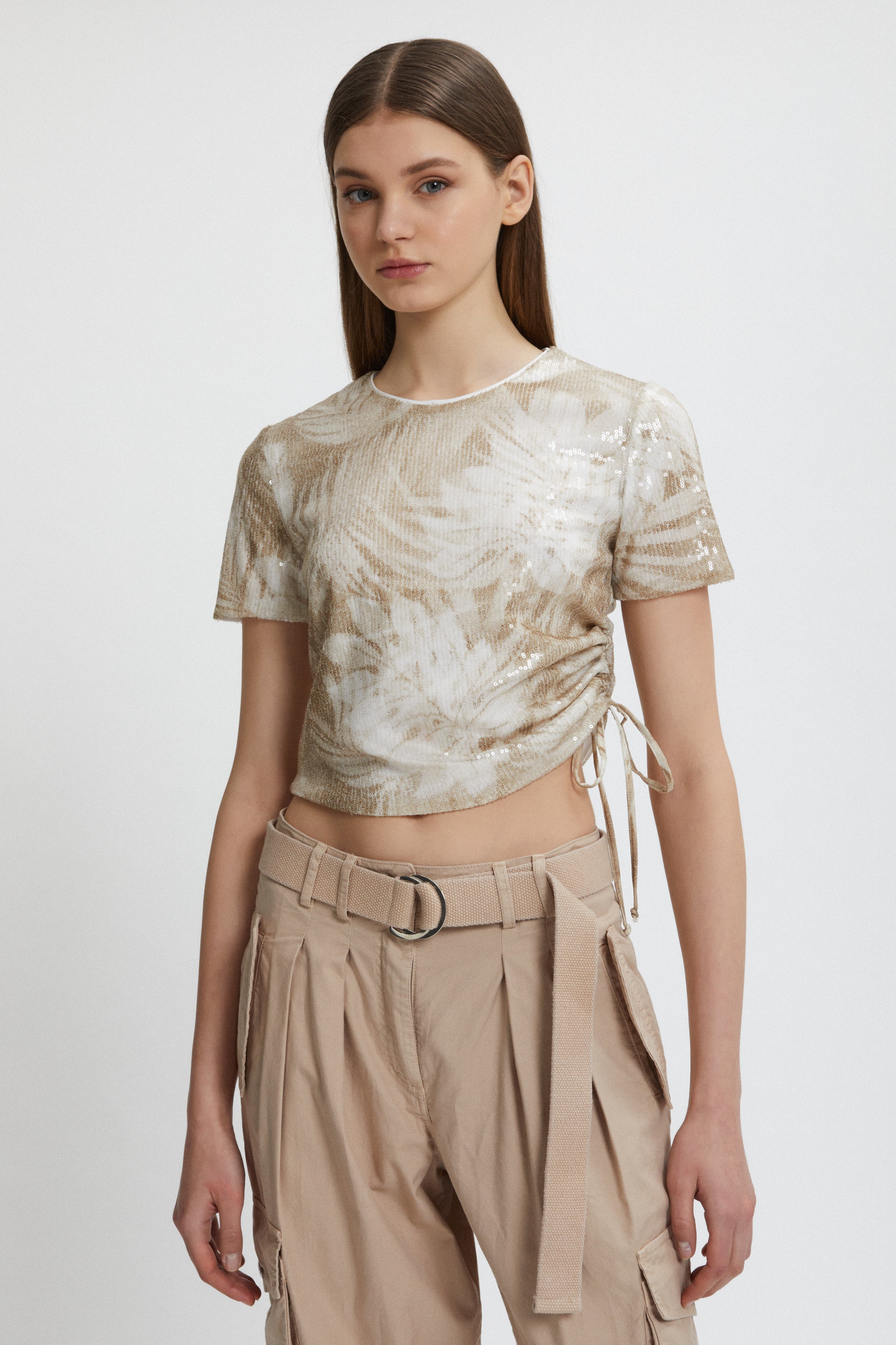 T-SHIRT DI PAILLETTES STAMPA FORESTA