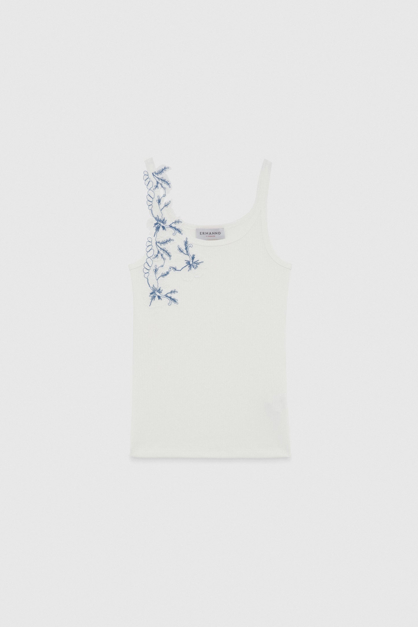 RIBBED VEST WITH EMBROIDERY INSERT