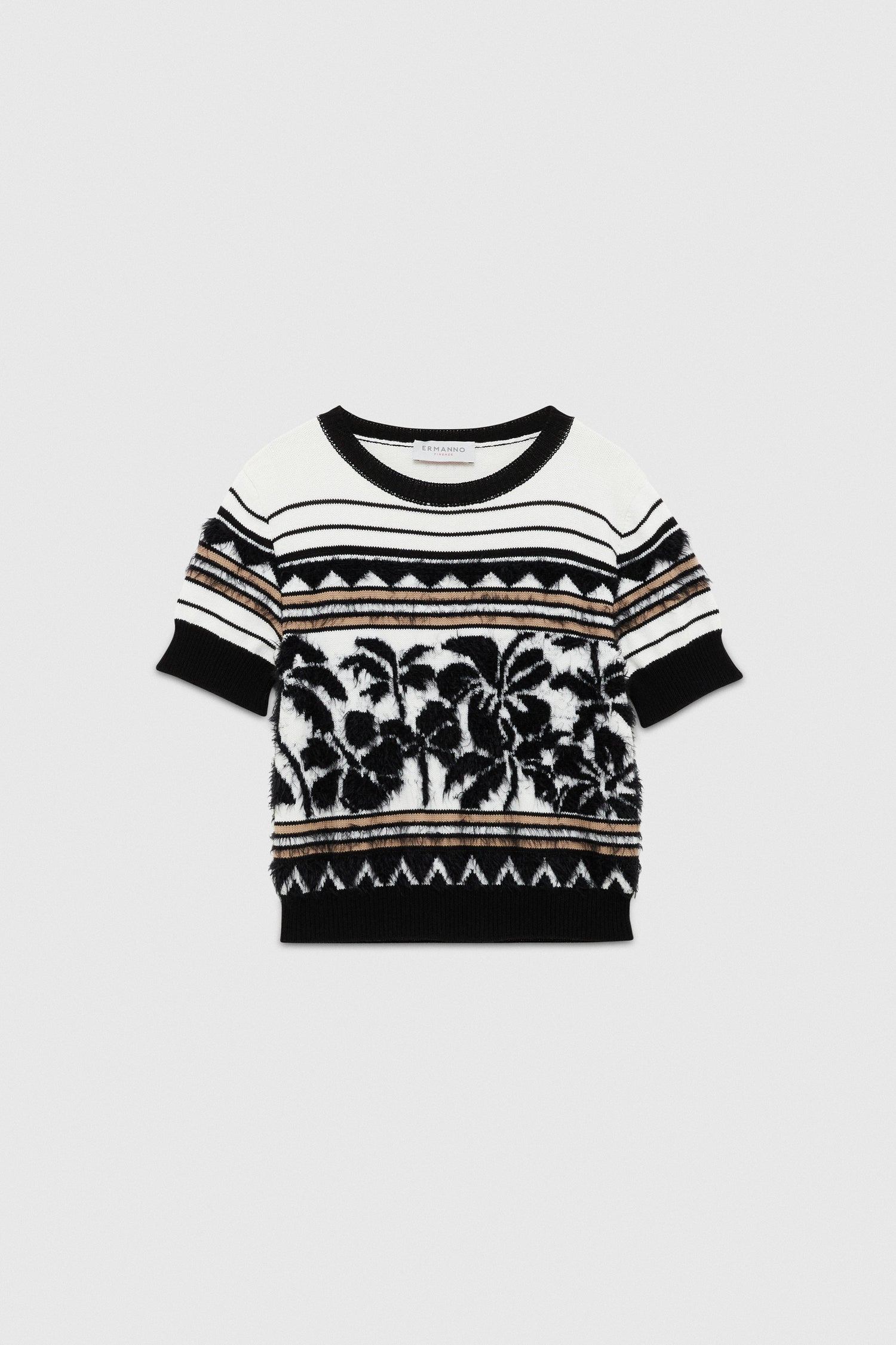 JACQUARD SHORT SLEEVES SWEATER