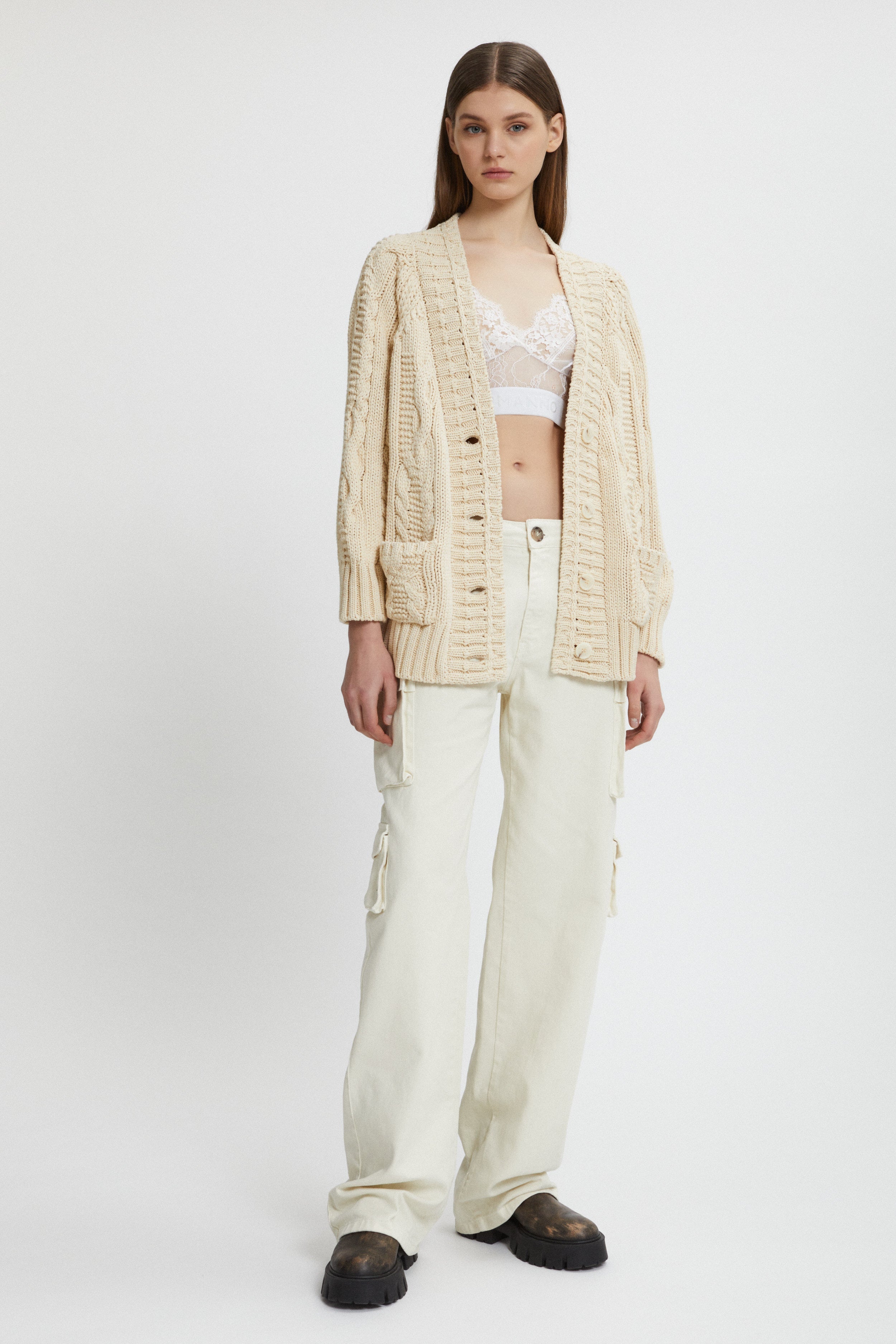 CARDIGAN A TRECCE CON TASCHE