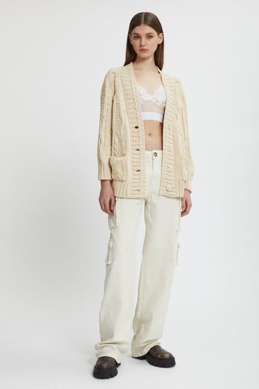 CARDIGAN A TRECCE CON TASCHE