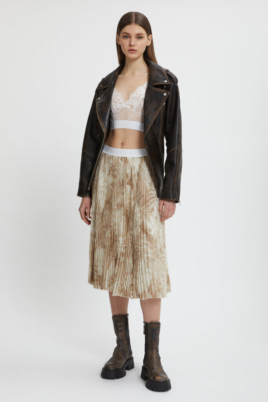FOREST PRINTED PLEATED SKIRT