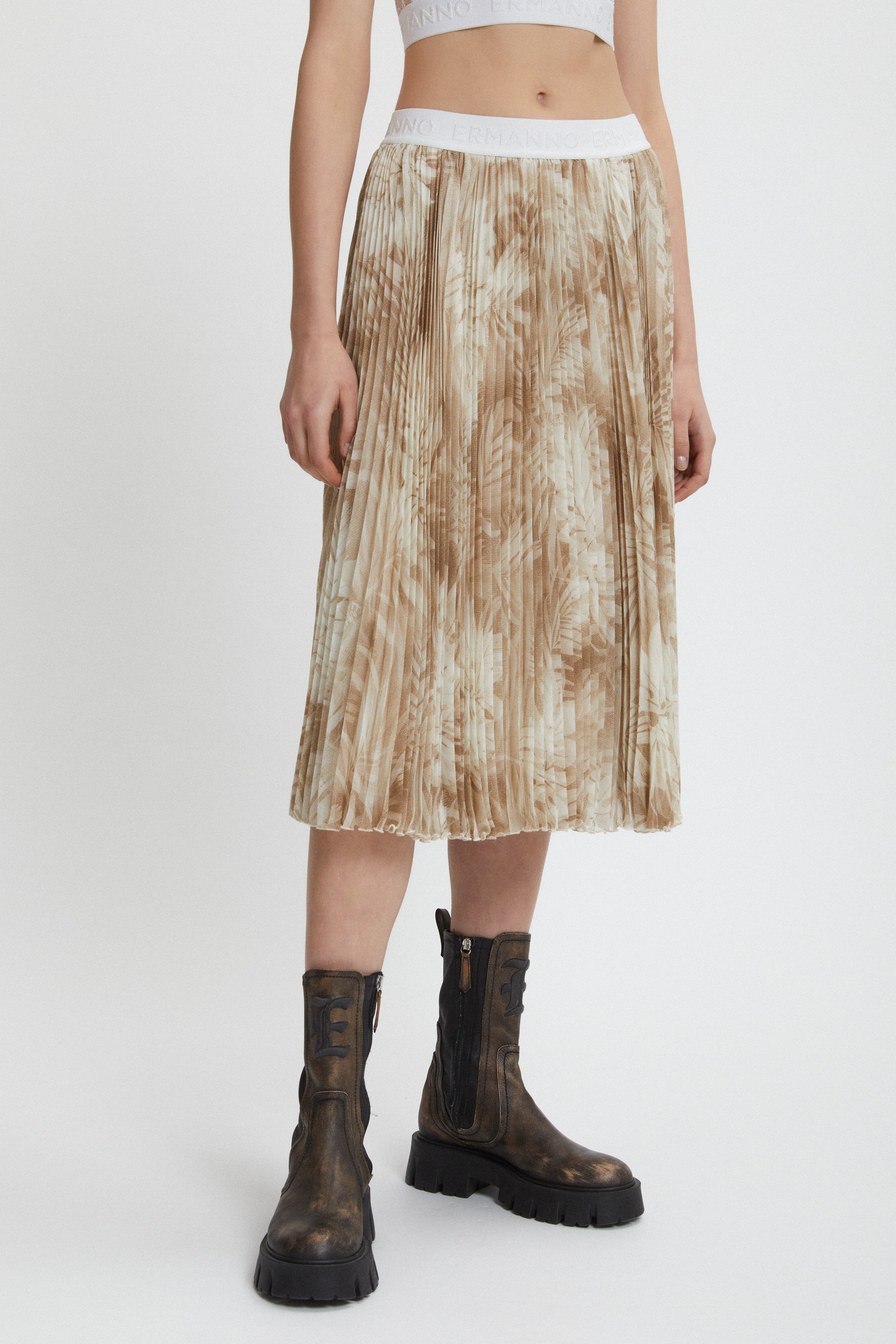 FOREST PRINTED PLEATED SKIRT