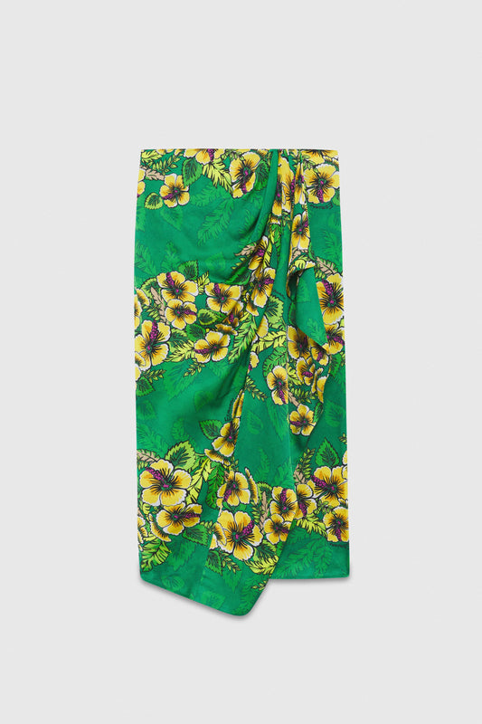 FLORAL PRINTED PAREO SKIRT
