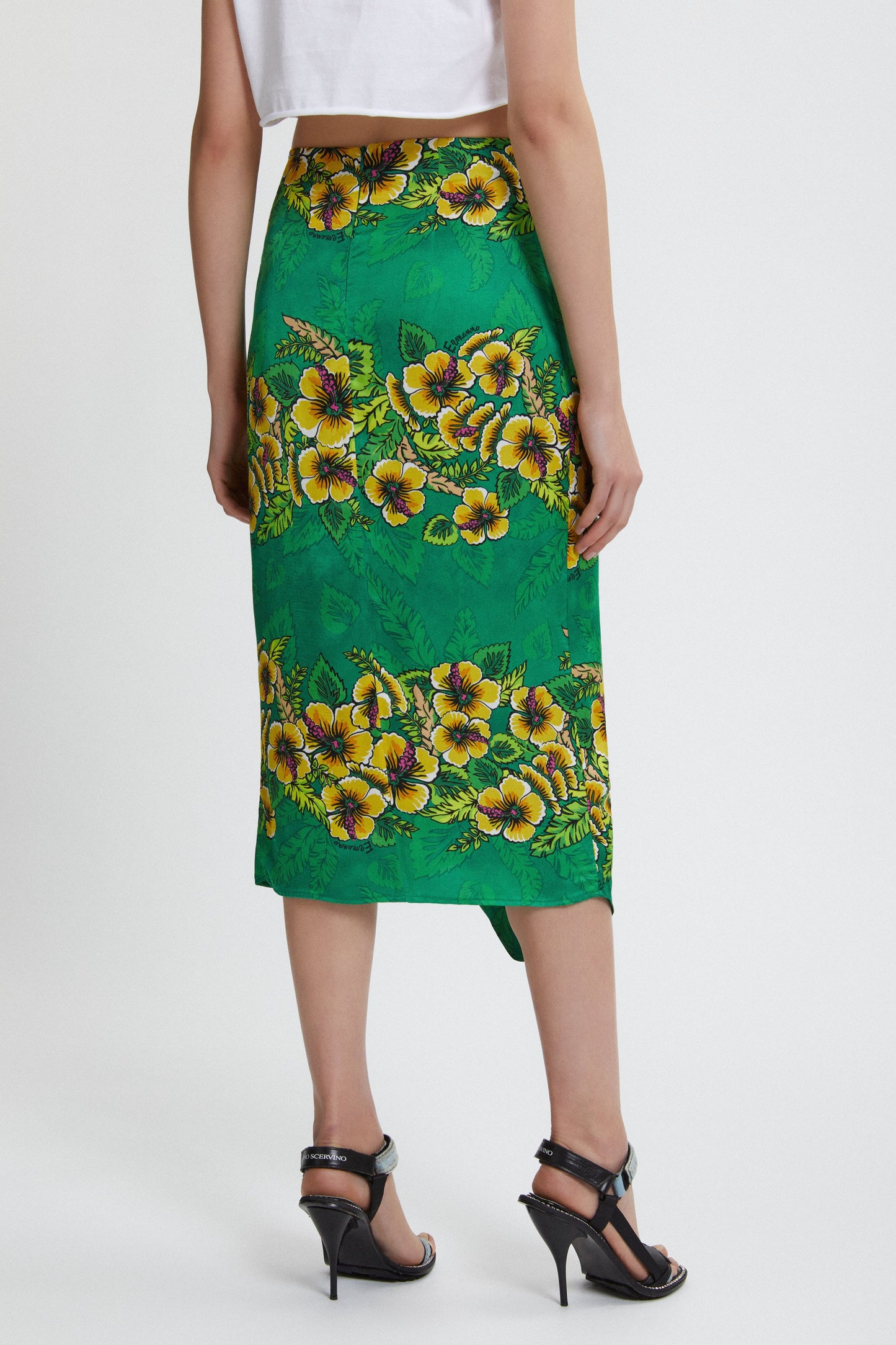 FLORAL PRINTED PAREO SKIRT