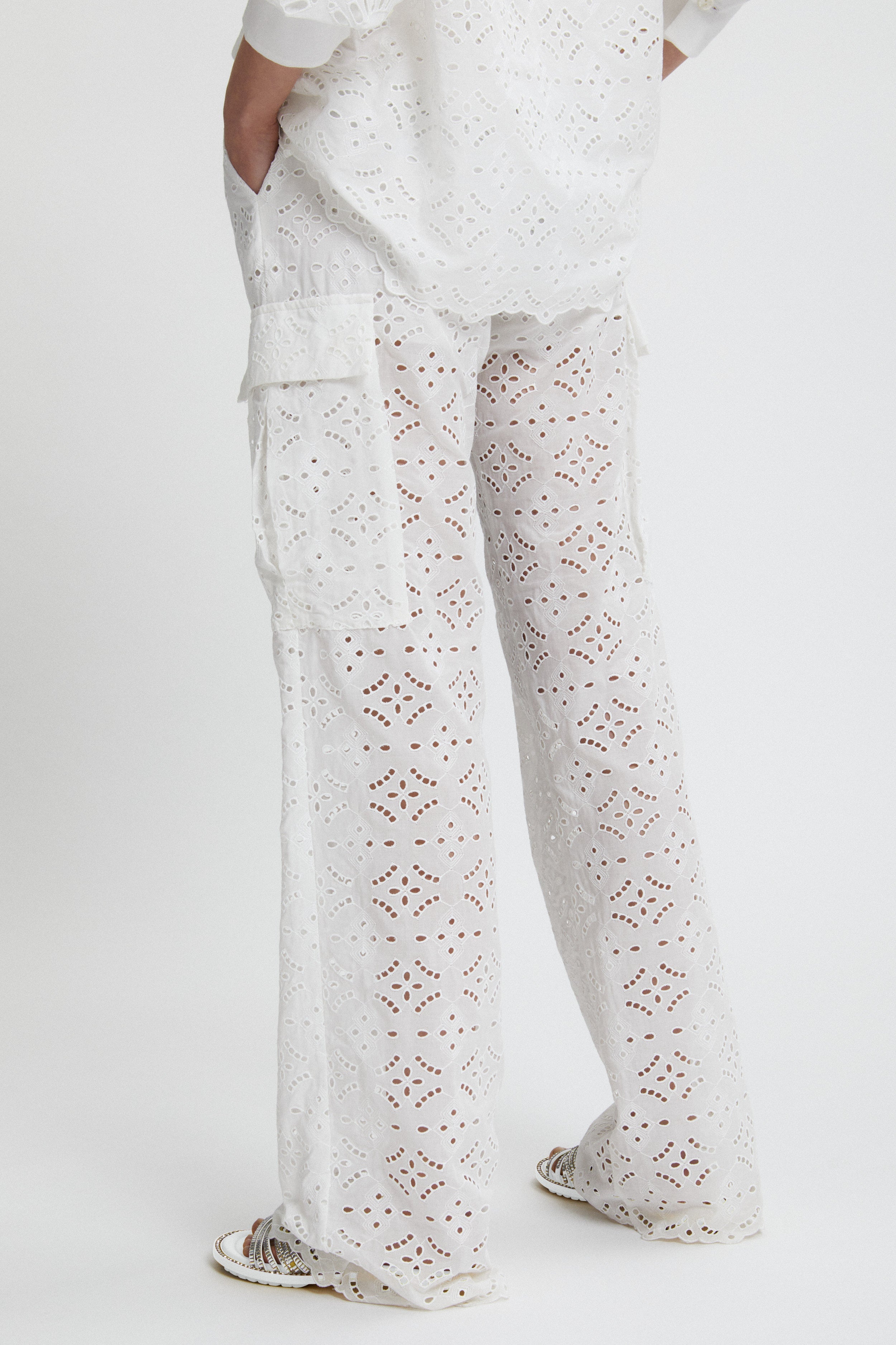 BRODERIE ANGLAISE CARGO PANTS