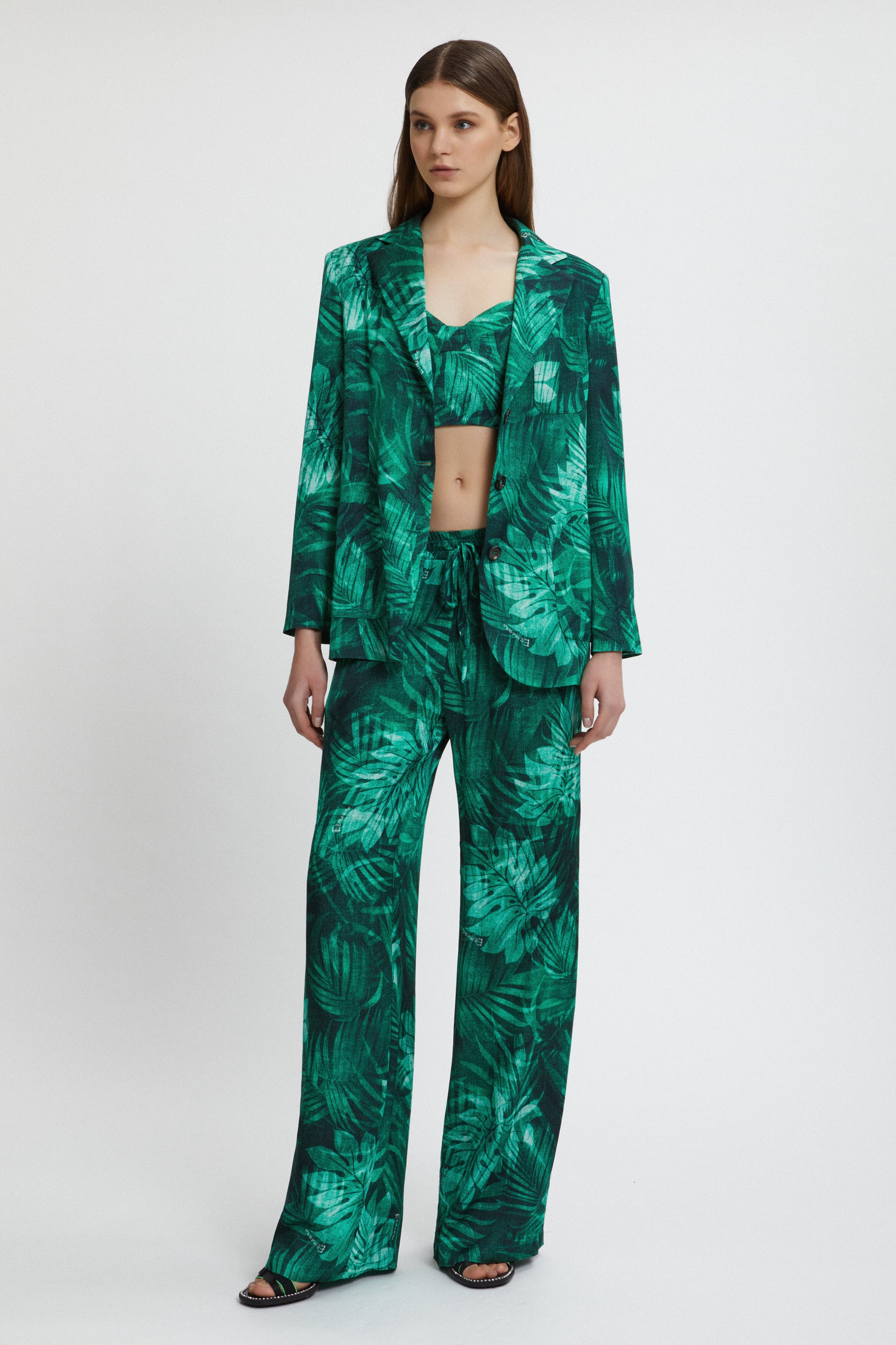 PANTALONE IN RASO STAMPA FORESTA