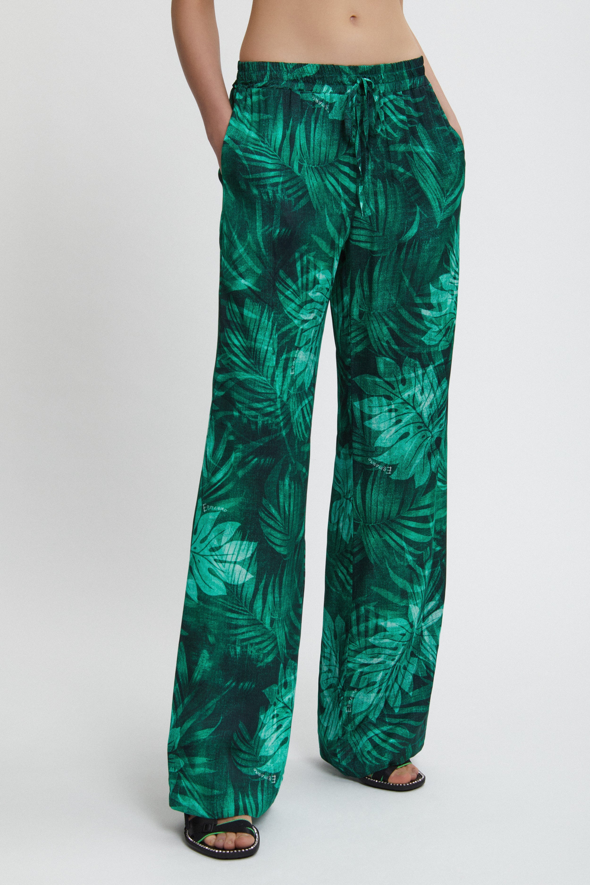 PANTALONE IN RASO STAMPA FORESTA