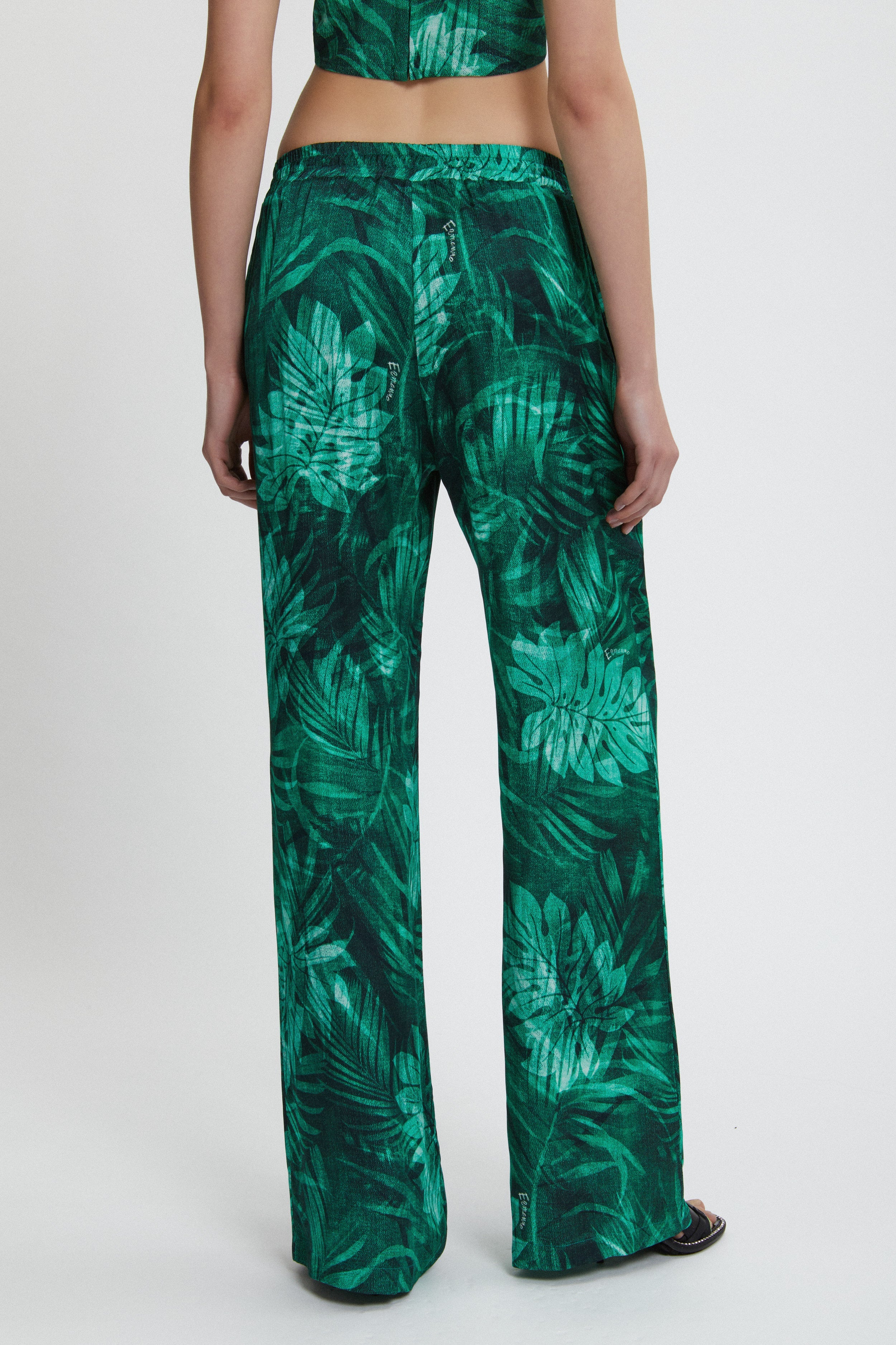 PANTALONE IN RASO STAMPA FORESTA