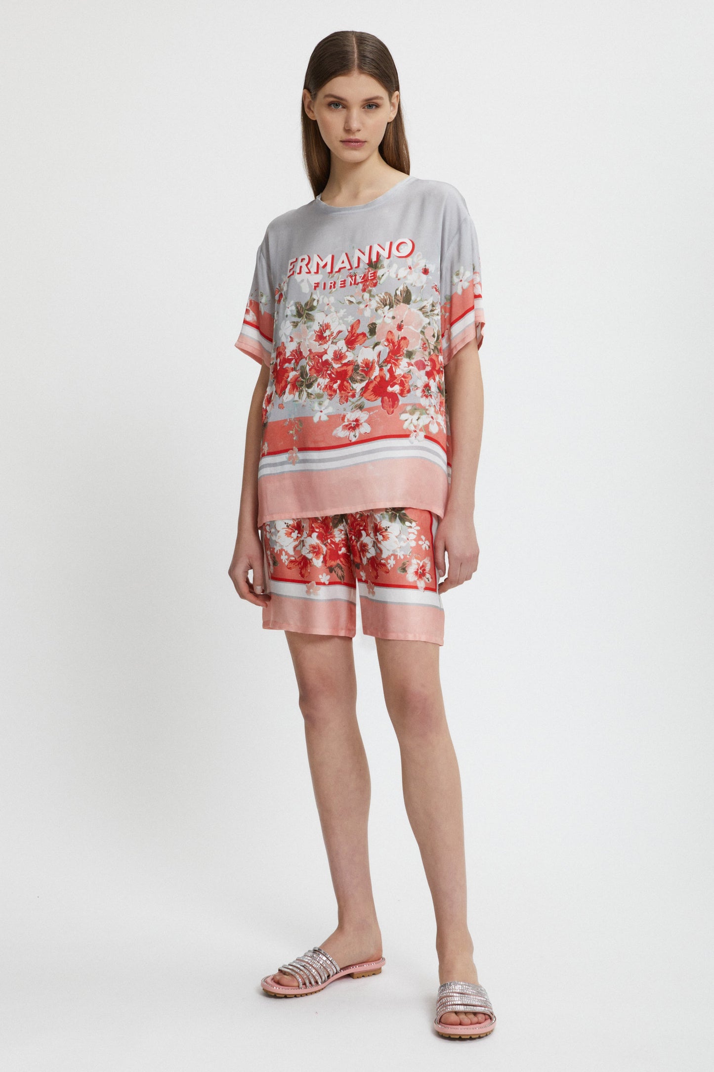 FLORAL PRINTED SATIN BERMUDA