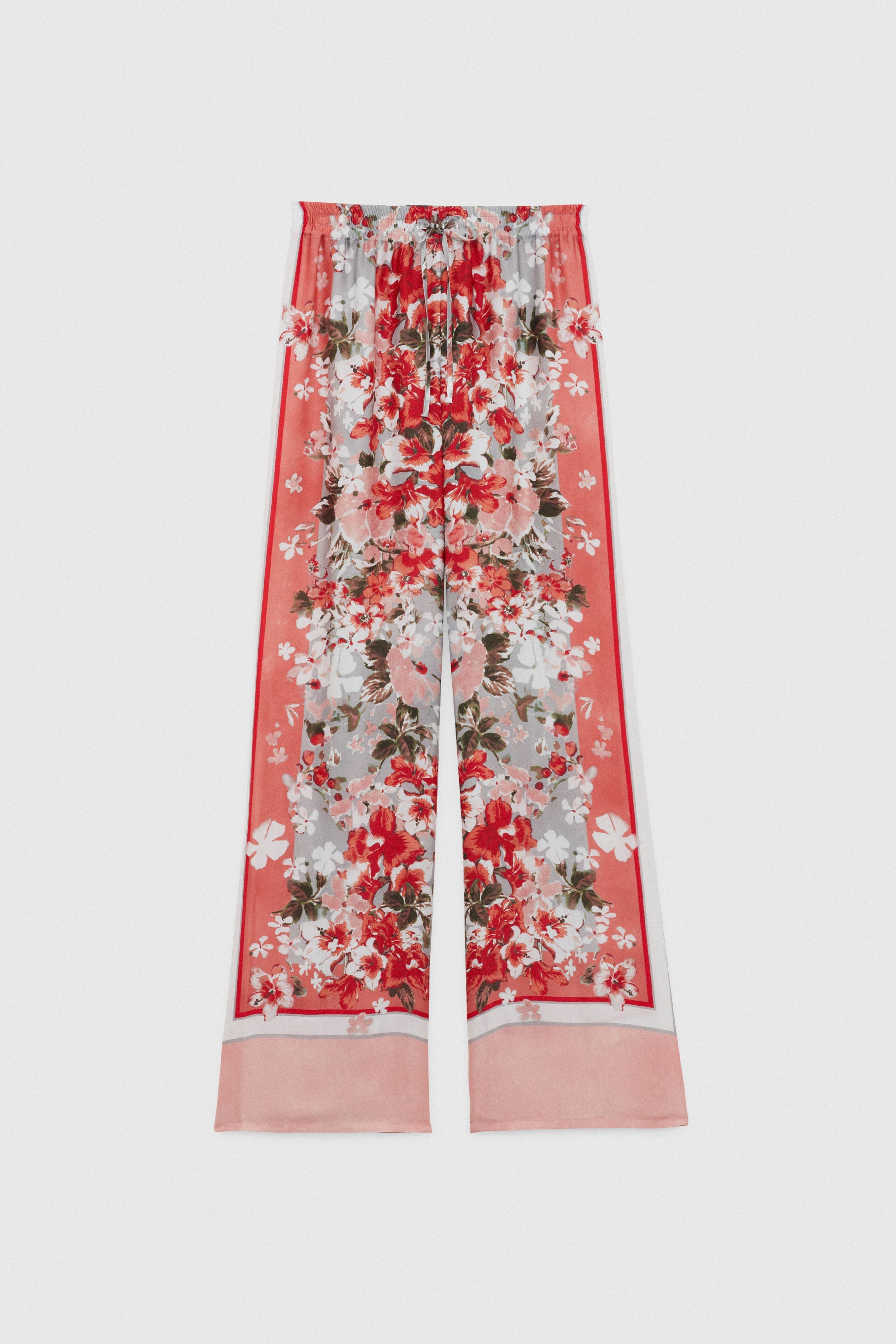 Image of FLORAL PRINTED SATIN PANTS