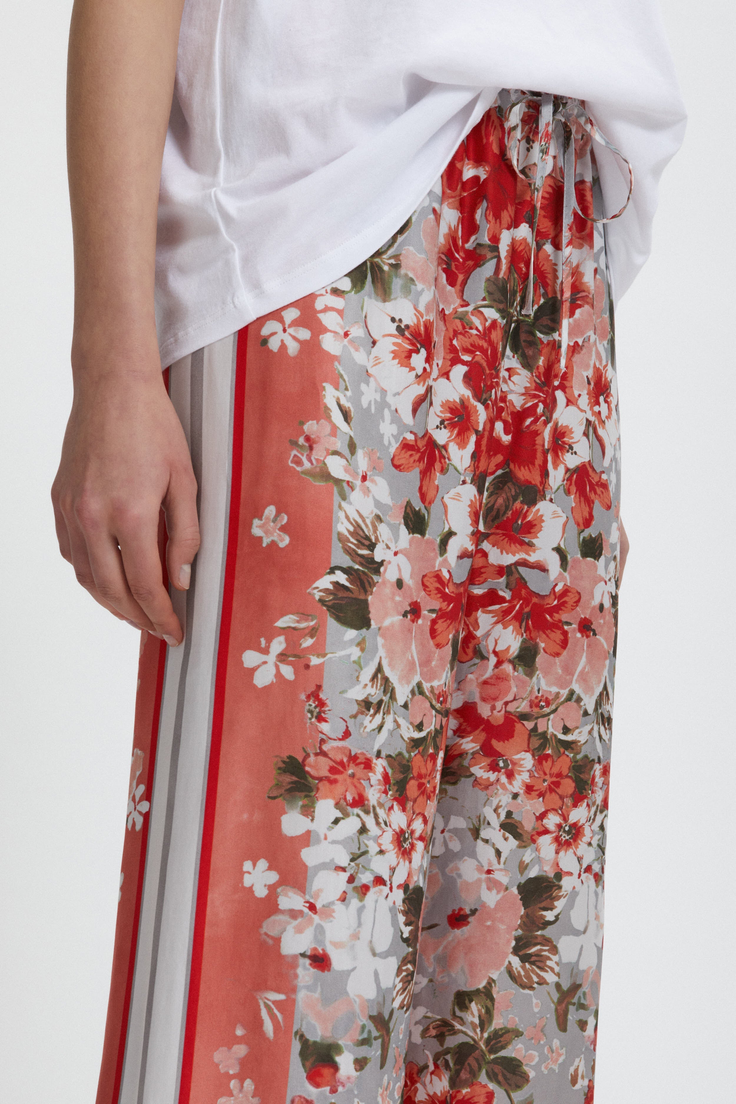 Image of FLORAL PRINTED SATIN PANTS