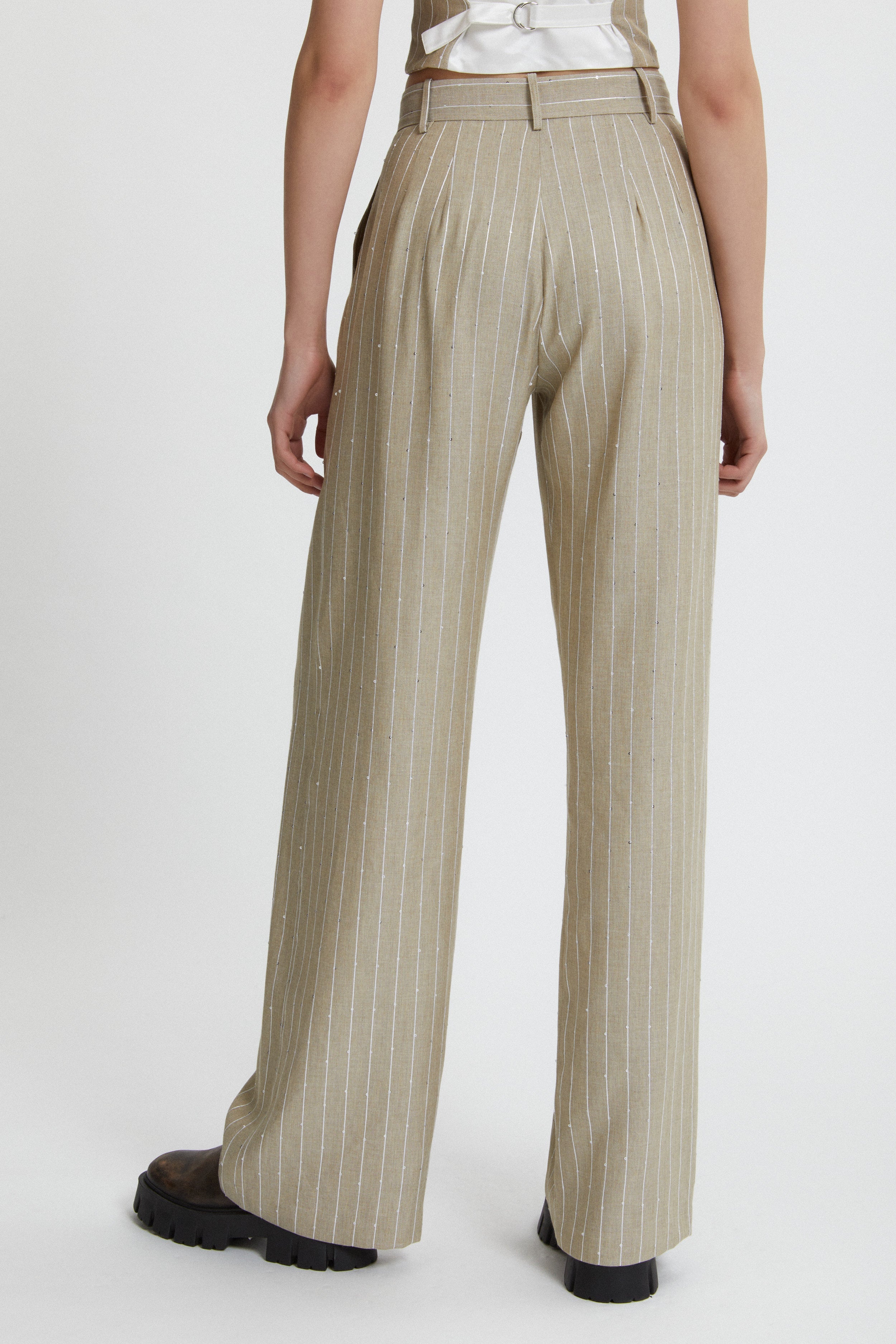 PANTALONE GESSATO CON PAILLETTES