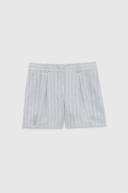 PINSTRIPE SHORTS WITH SEQUINS