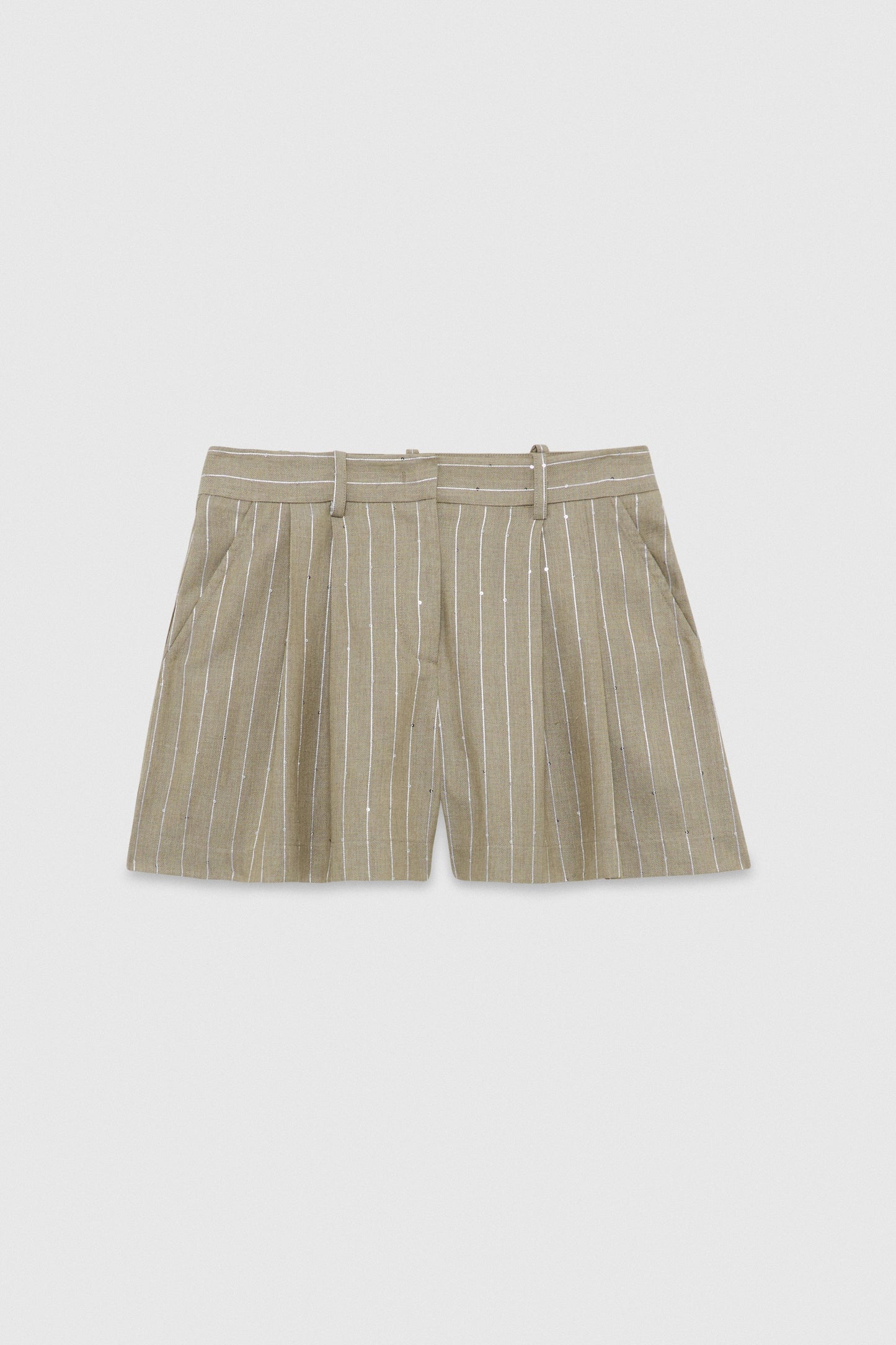 PINSTRIPE SHORTS WITH SEQUINS