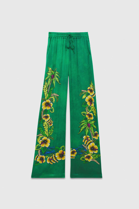 HAWAII PRINTED SATIN PANTS