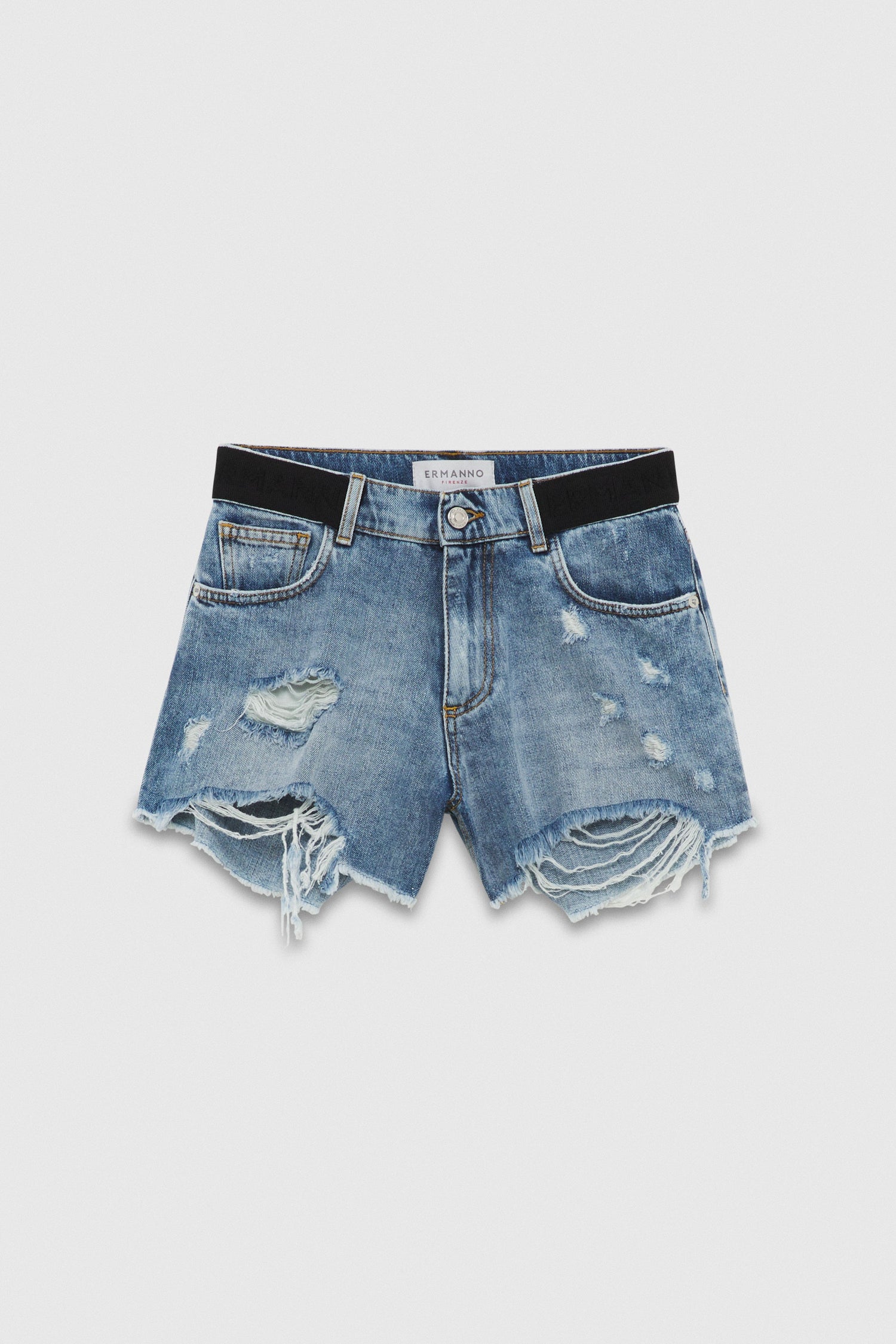 DENIM SHORTS WITH LOGO ELASTIC WAIST