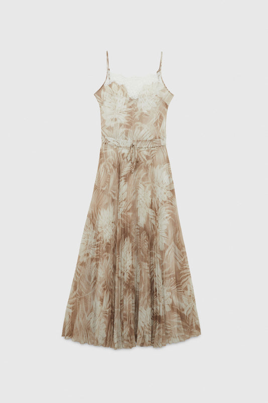 FOREST PRINTED PLEATED DRESS
