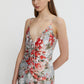 FLORAL PRINTED SATIN SLIP DRESS