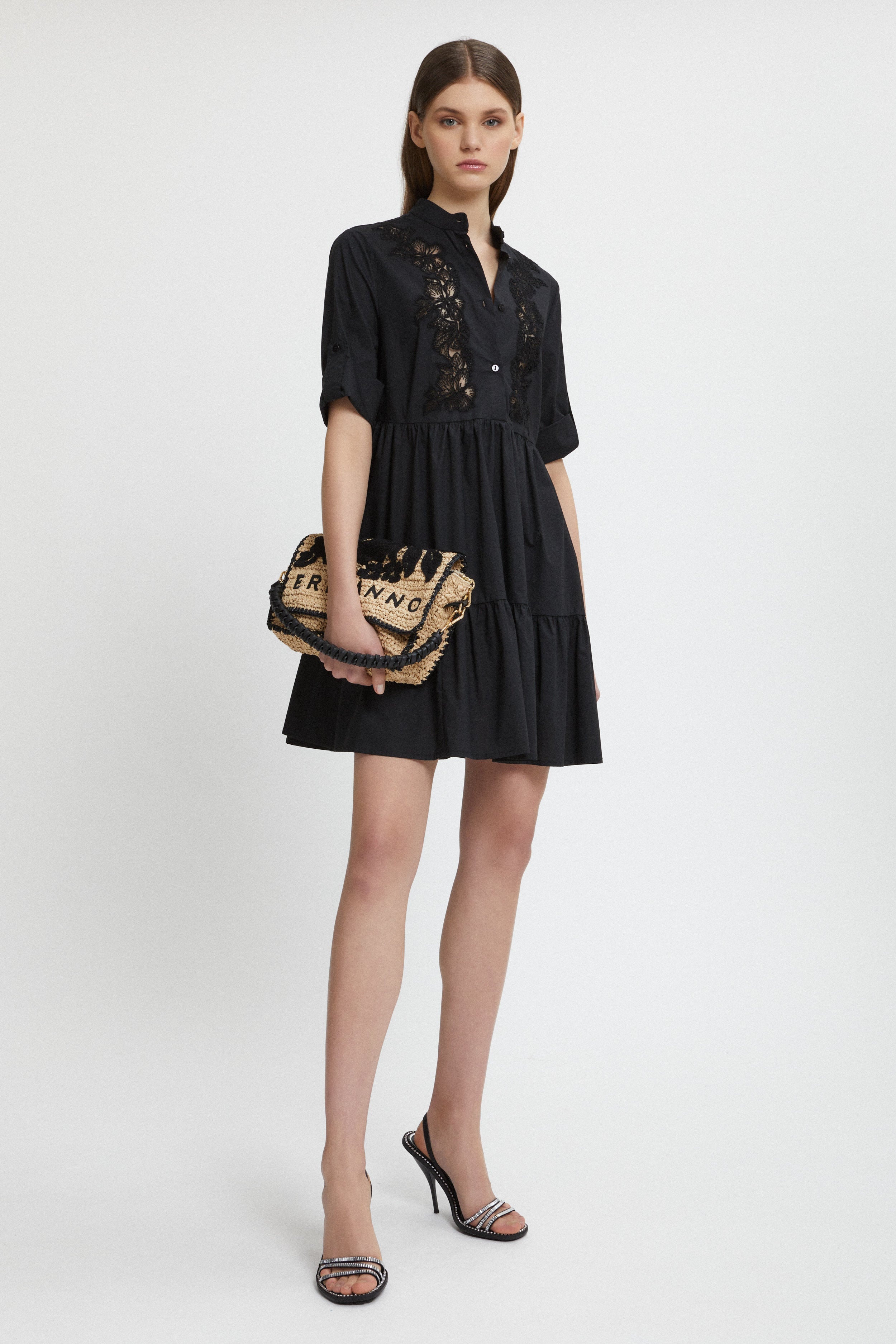 POPLIN SHIRT-DRESS WITH LACE