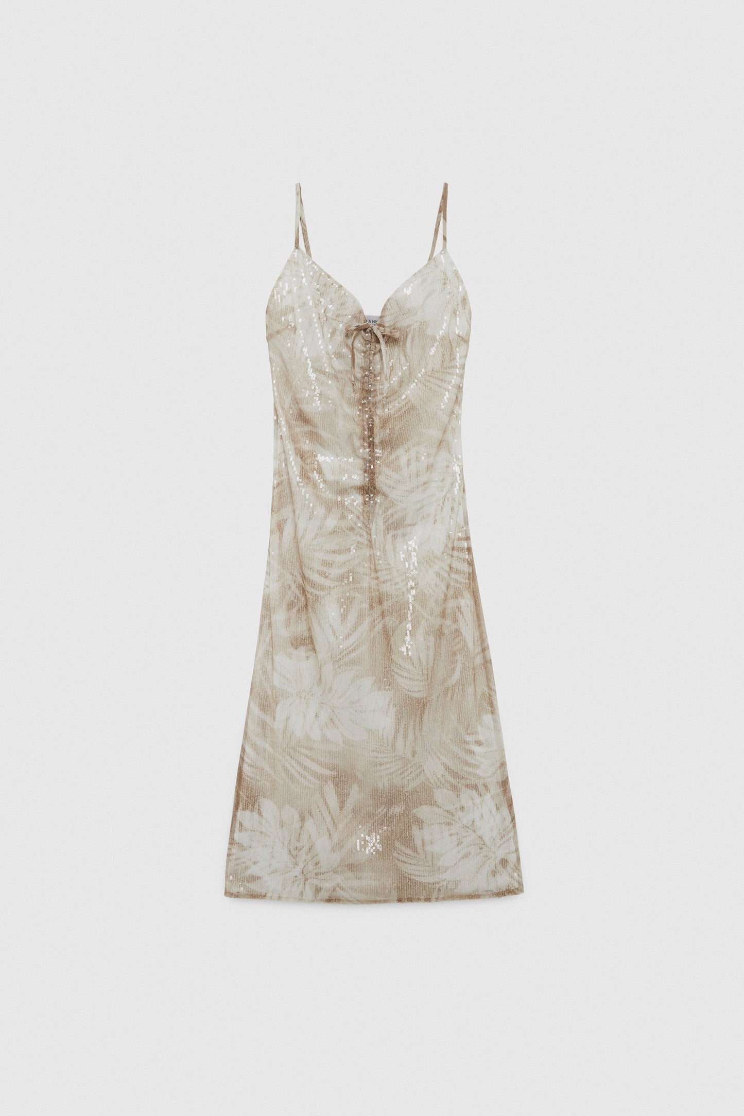 FOREST PRINTED SLIP DRESS WITH SEQUINS