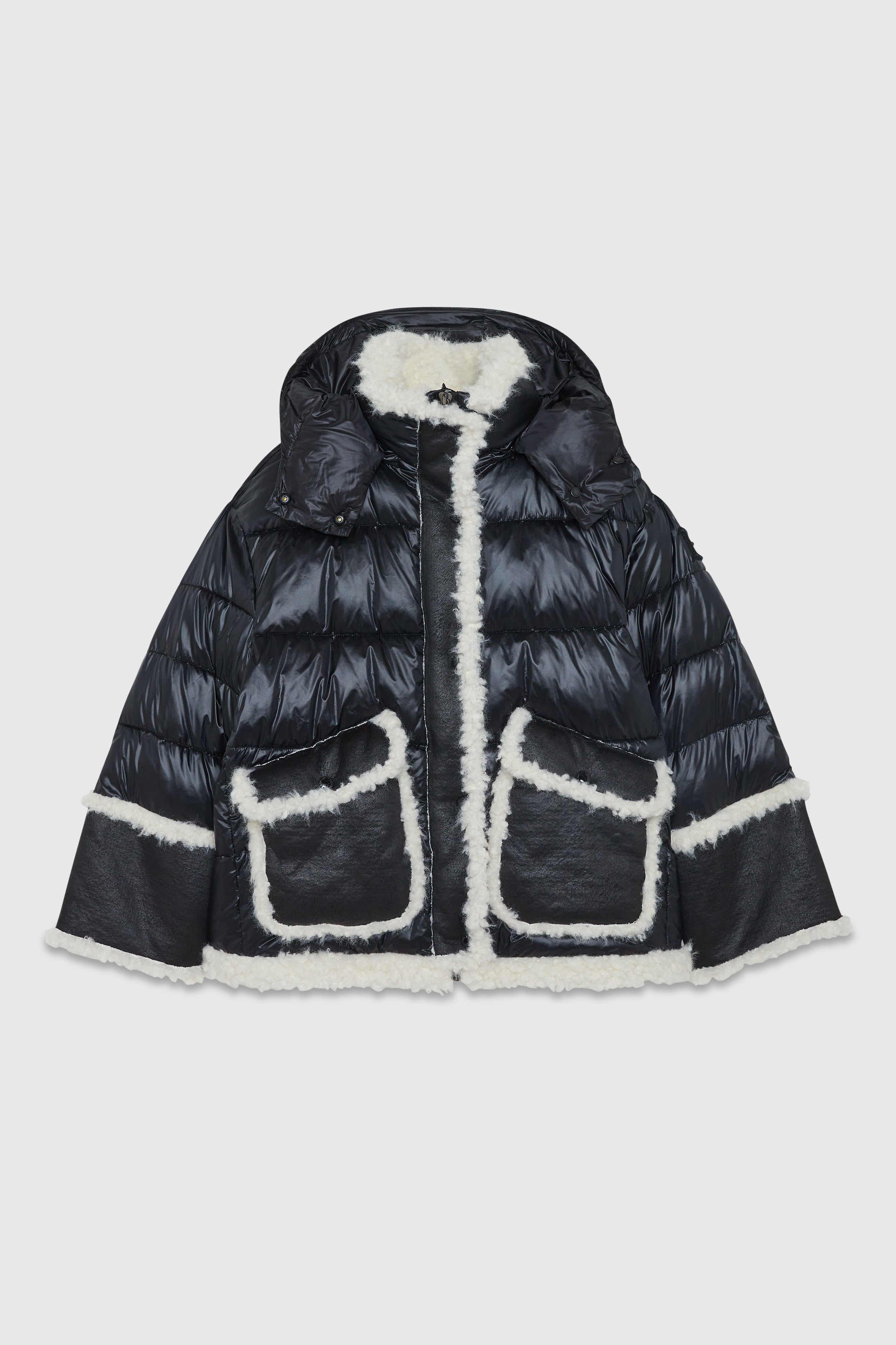 Down Jacket With Eco Fur Details