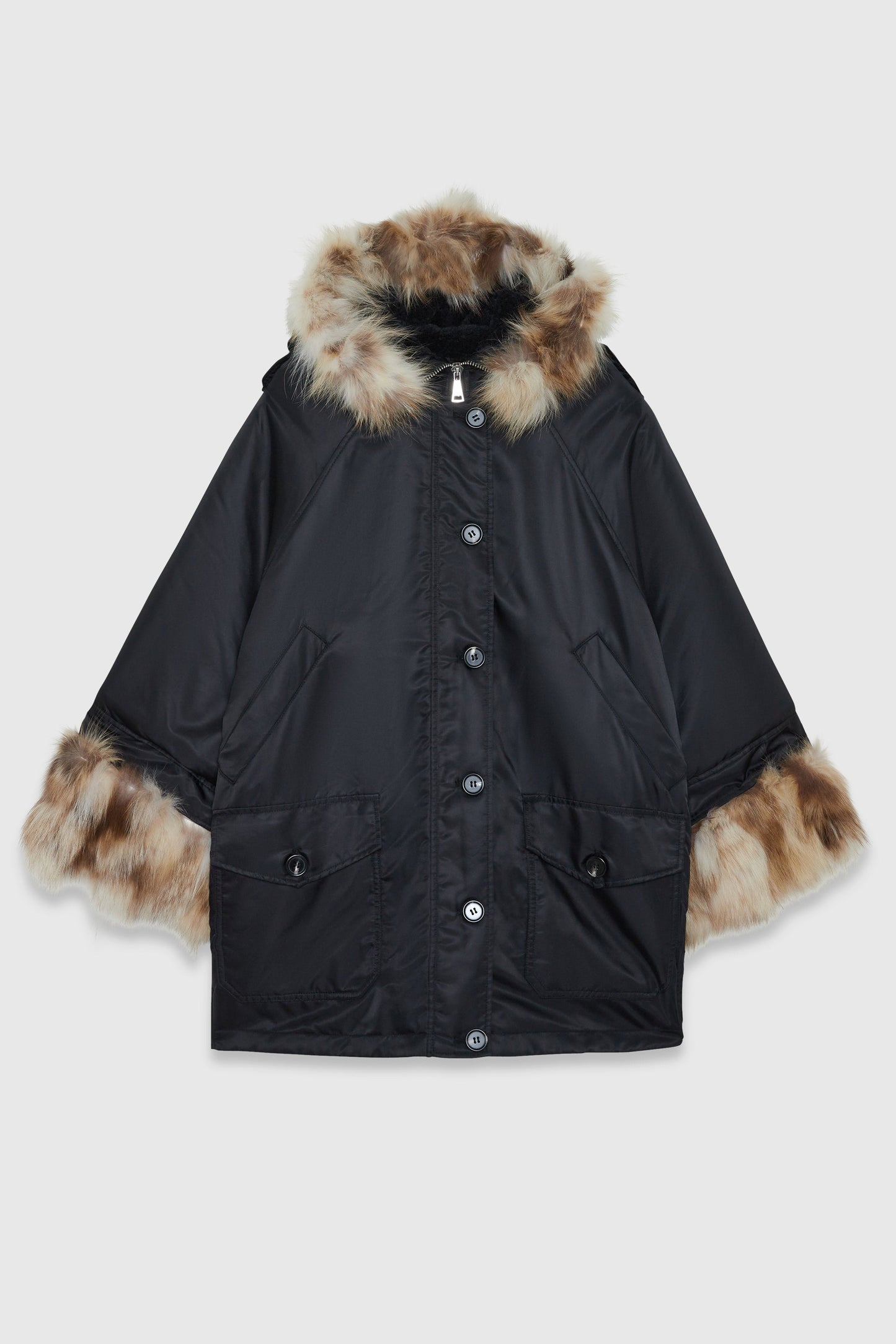 Hooded Parka With Fur Details