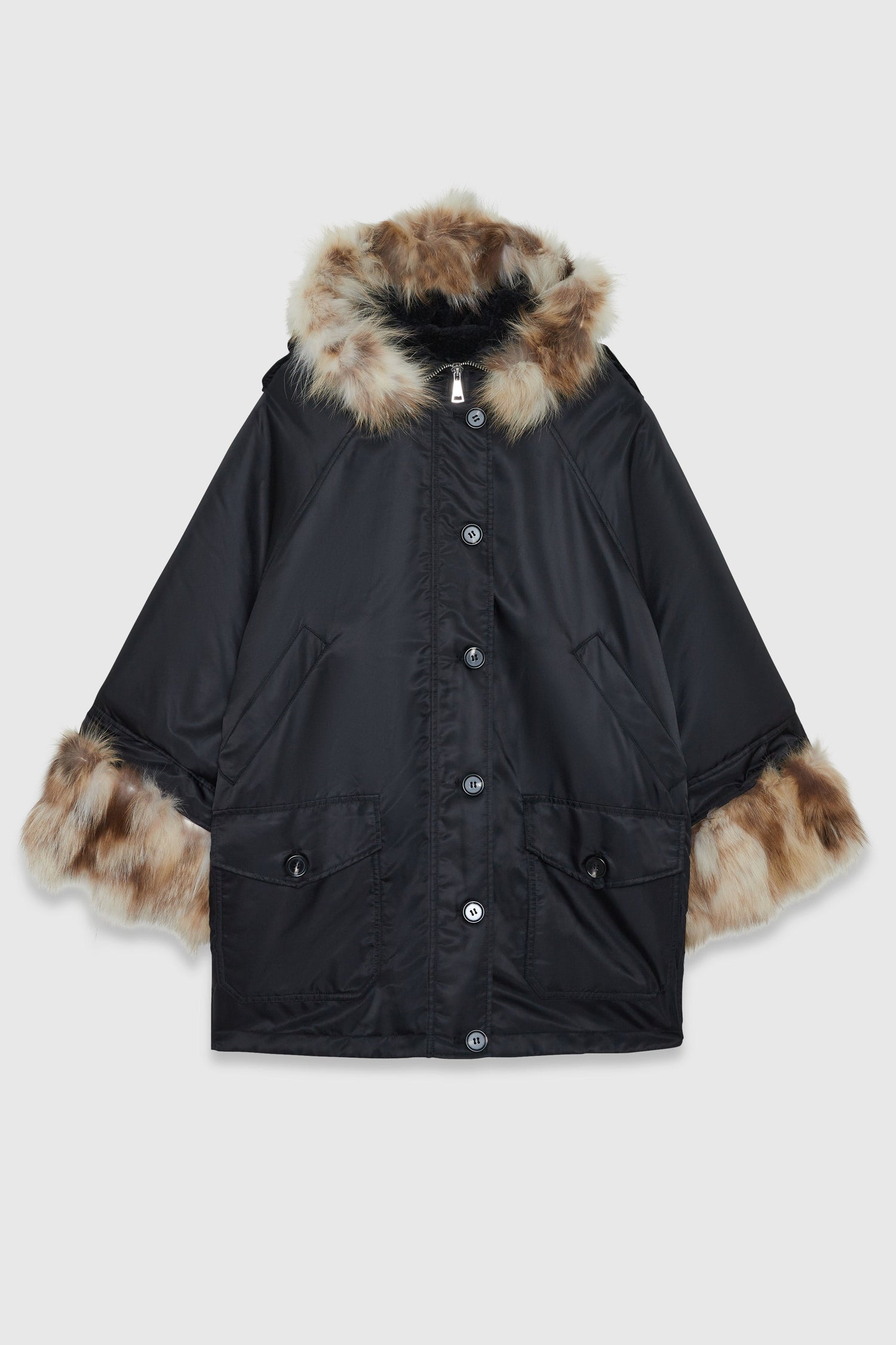 Hooded Parka With Fur Details