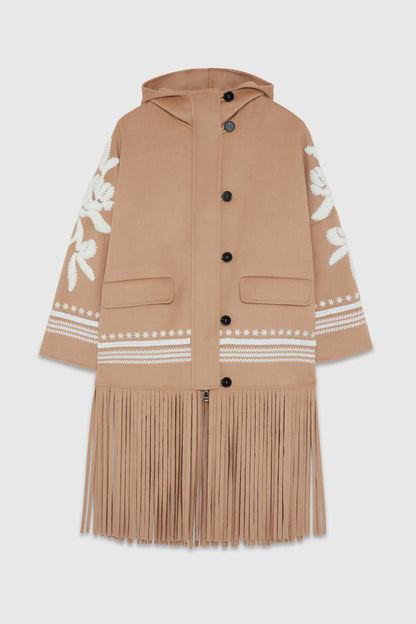 Embroidered Coat With Fringes