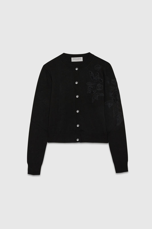 Cardigan Con Ricamo In Pizzo